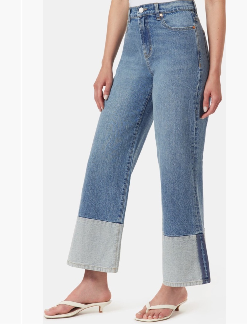 Habitual Two-Tone Light Blue Cropped Wide-Leg Jeans